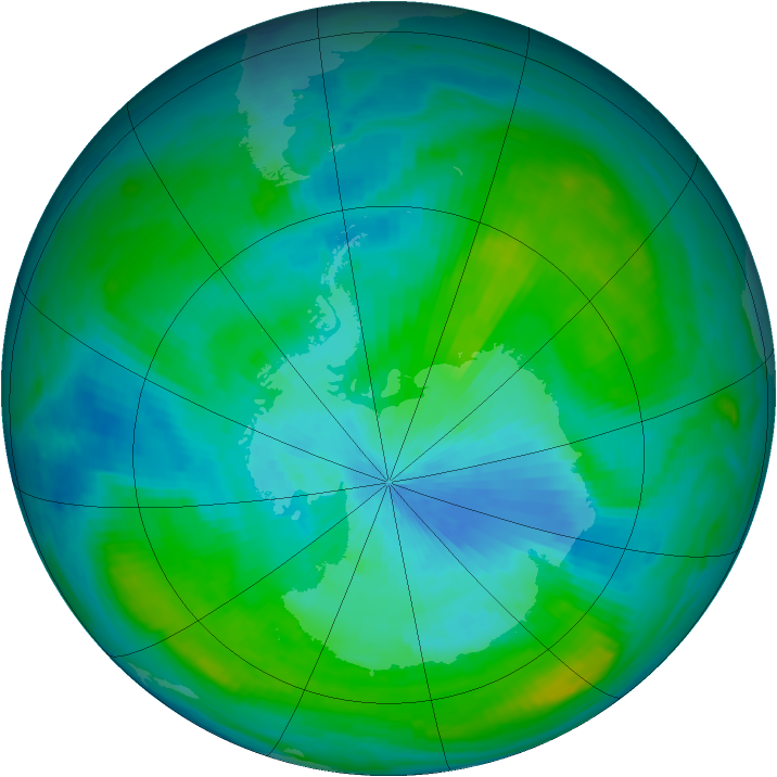 Antarctic ozone map for 21 February 1981